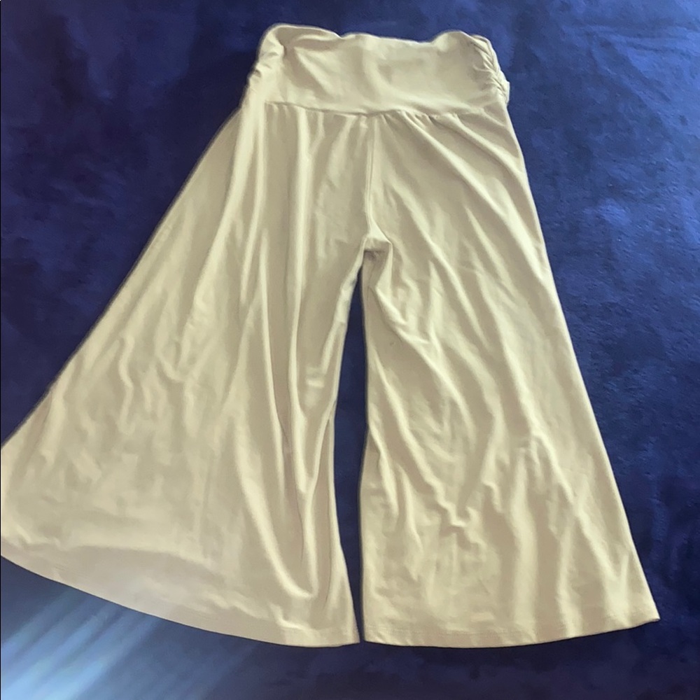 Cream Wide Leg Jumpsuit with Soft Fabric and Fold-Over Waistband